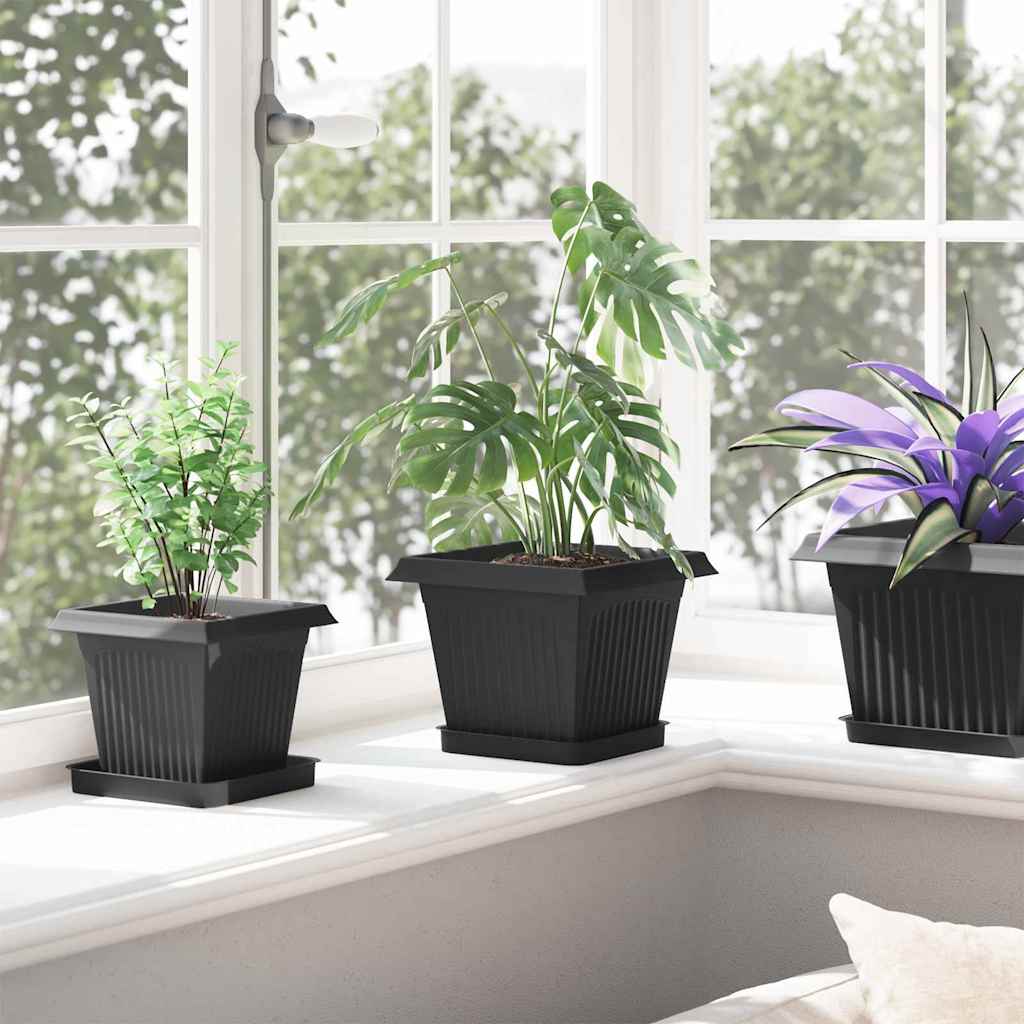 Vierkante Bloempot 24 pcs Zwart 20 x 20 x 16 cm Kunststof is nu te koop bij PeponiXL, paradijselijk wonen!
