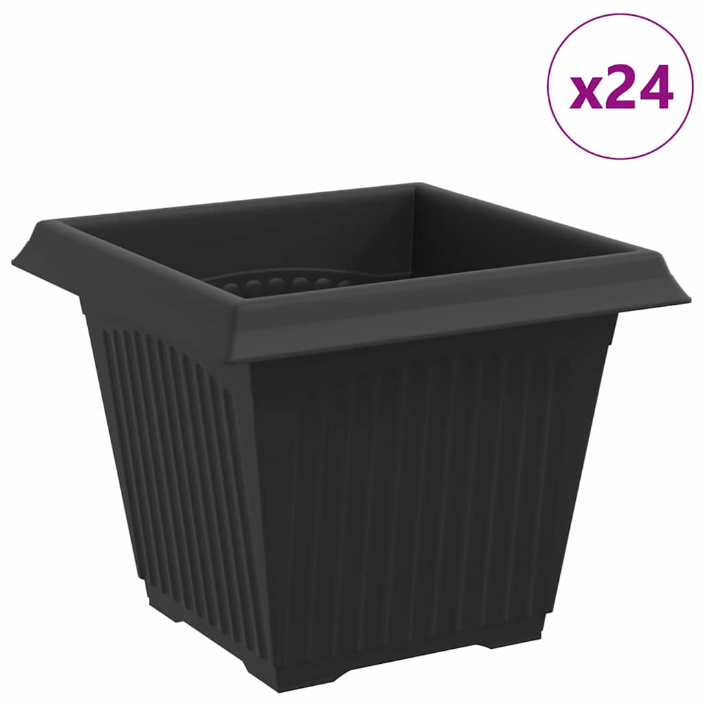 Vierkante Bloempot 24 pcs Zwart 20 x 20 x 16 cm Kunststof is nu te koop bij PeponiXL, paradijselijk wonen!