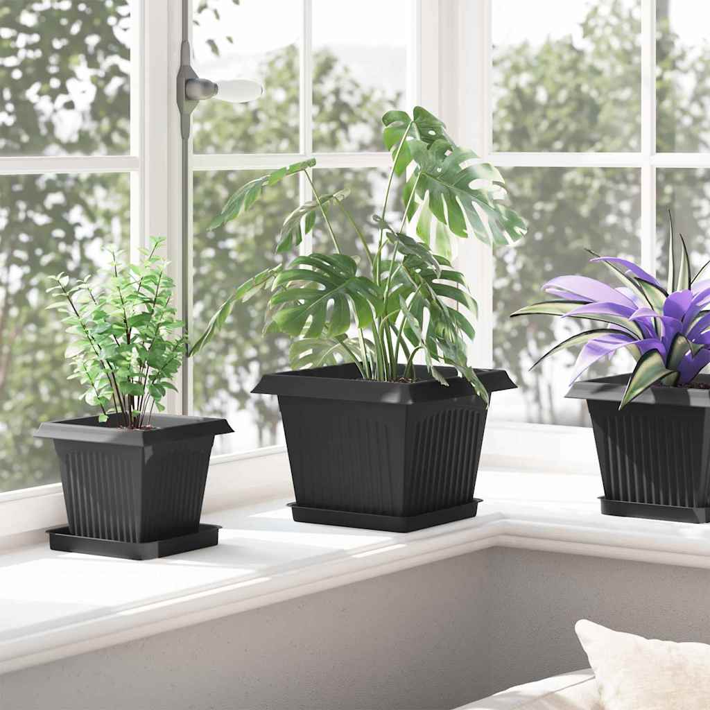 Vierkante Bloempot 24 pcs Zwart 23 x 23 x 17,5 cm Kunststof is nu te koop bij PeponiXL, paradijselijk wonen!