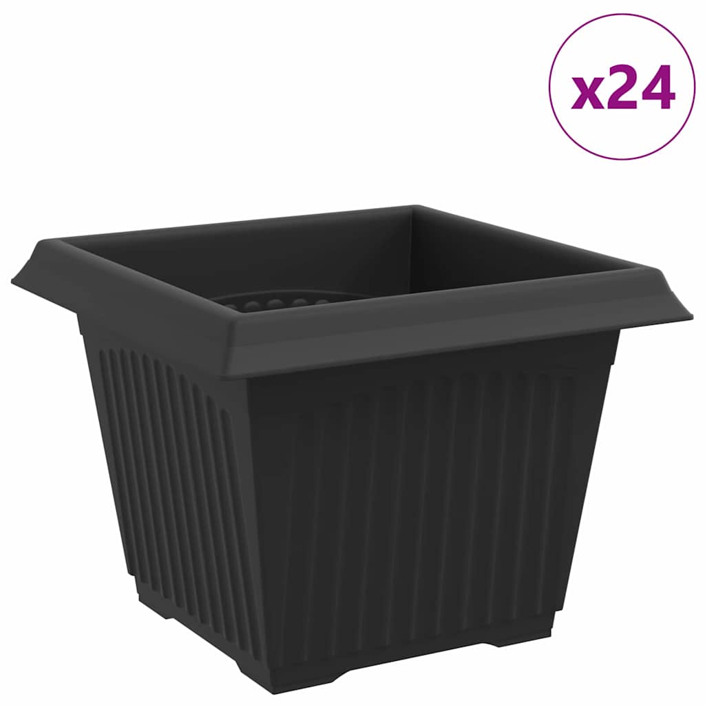 Vierkante Bloempot 24 pcs Zwart 23 x 23 x 17,5 cm Kunststof is nu te koop bij PeponiXL, paradijselijk wonen!