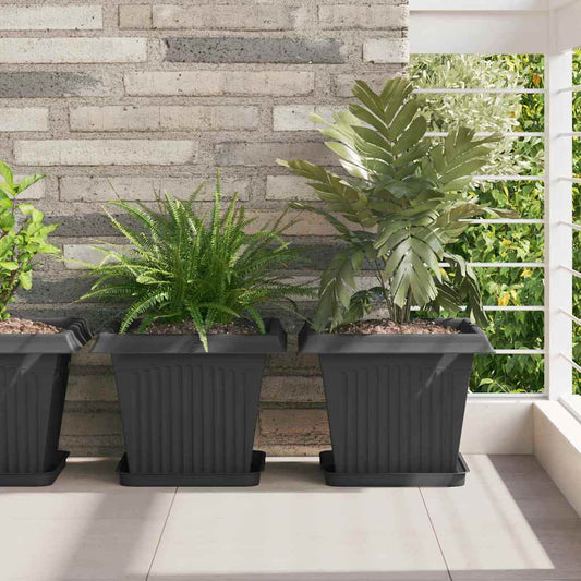 Vierkante Bloempot 24 pcs Zwart 33 x 33 x 26 cm Kunststof is nu te koop bij PeponiXL, paradijselijk wonen!