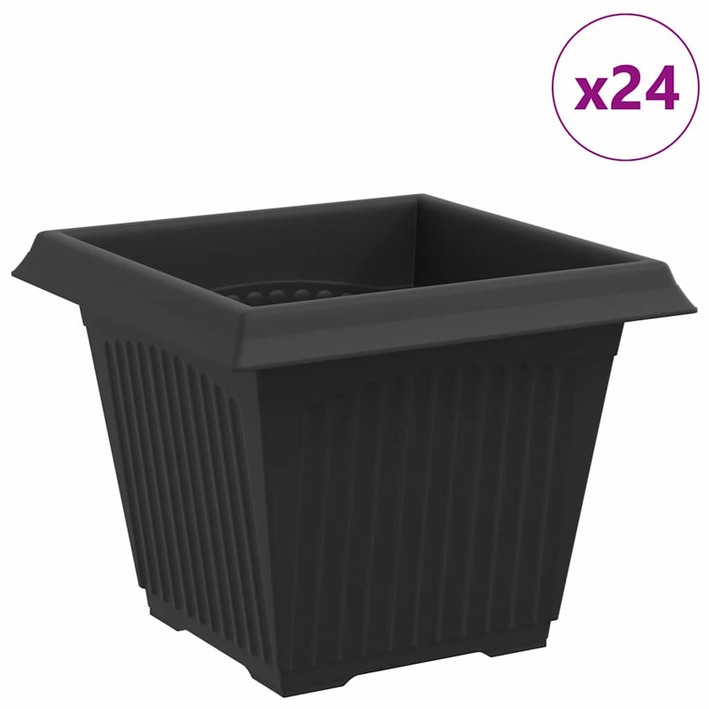 Vierkante Bloempot 24 pcs Zwart 33 x 33 x 26 cm Kunststof is nu te koop bij PeponiXL, paradijselijk wonen!
