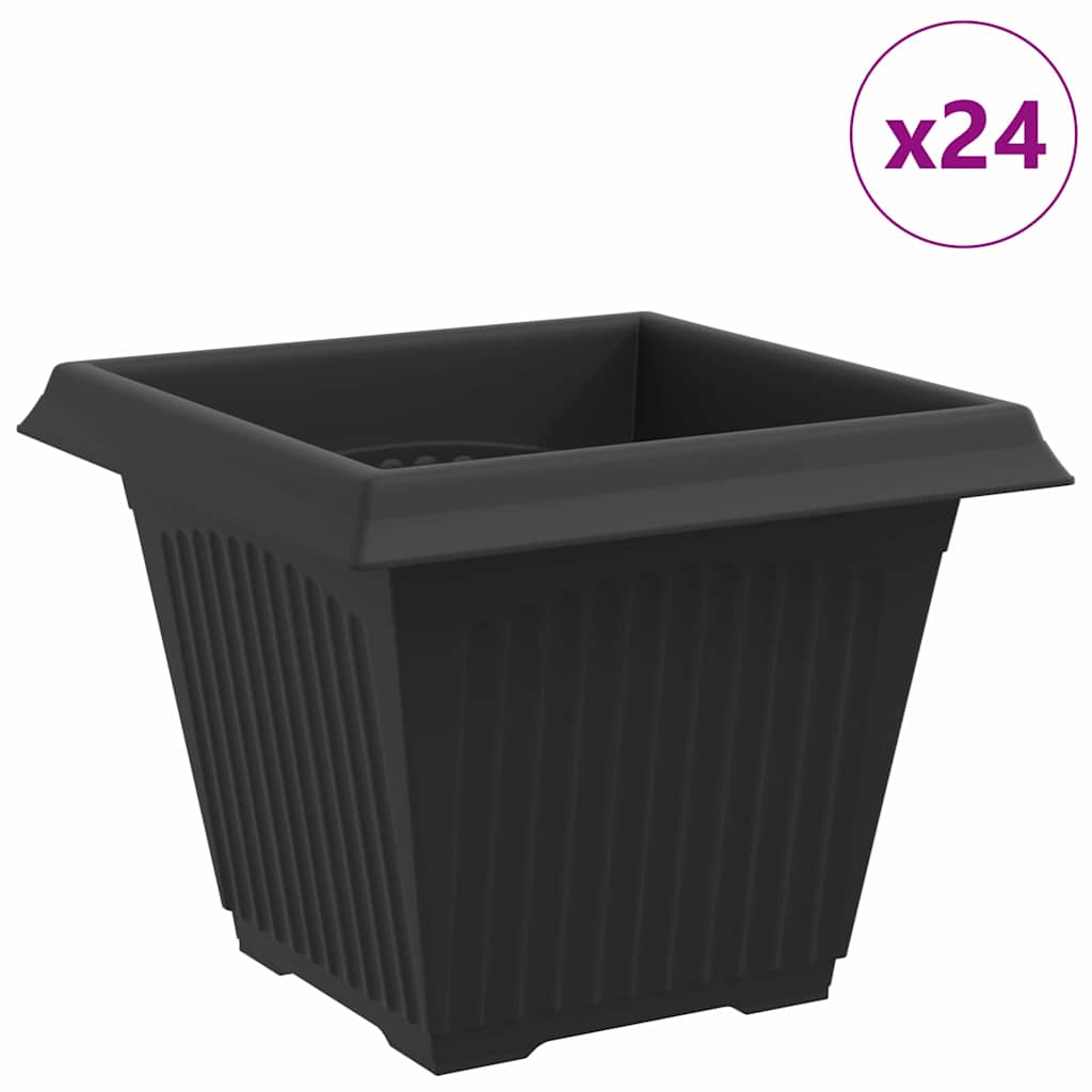 Vierkante Bloempot 24 pcs Zwart 38 x 38 x 30 cm Kunststof is nu te koop bij PeponiXL, paradijselijk wonen!