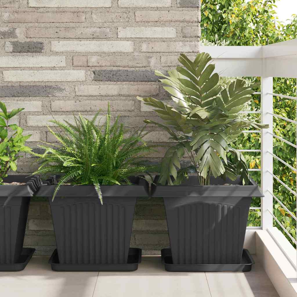 Vierkante Bloempot 24 pcs Zwart 43 x 43 x 33,5 cm Kunststof is nu te koop bij PeponiXL, paradijselijk wonen!