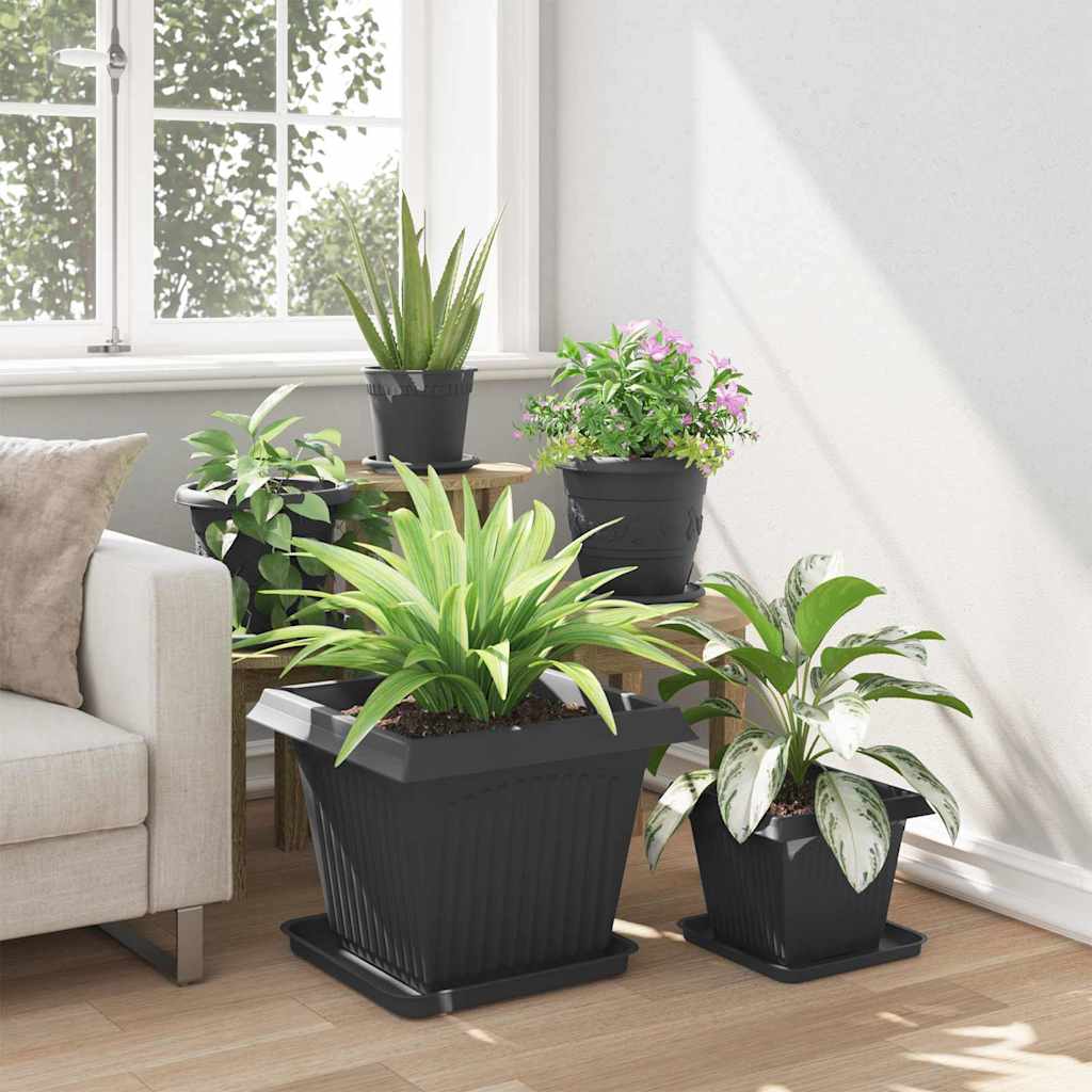 Vierkante Bloempot 24 pcs Zwart 43 x 43 x 33,5 cm Kunststof is nu te koop bij PeponiXL, paradijselijk wonen!