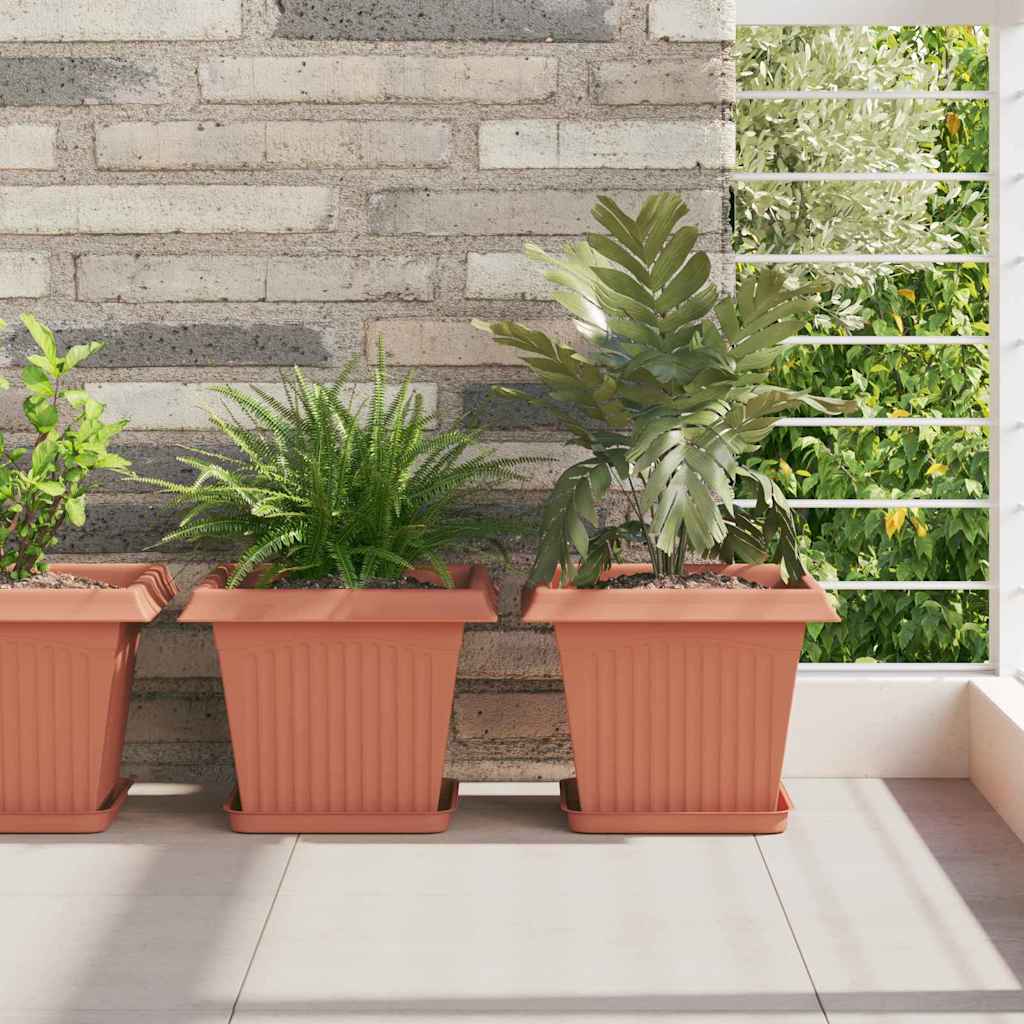 Vierkante Bloemenschotel 6 pcs Baksteenrood 21 x 21 x 2 cm is nu te koop bij PeponiXL, paradijselijk wonen!