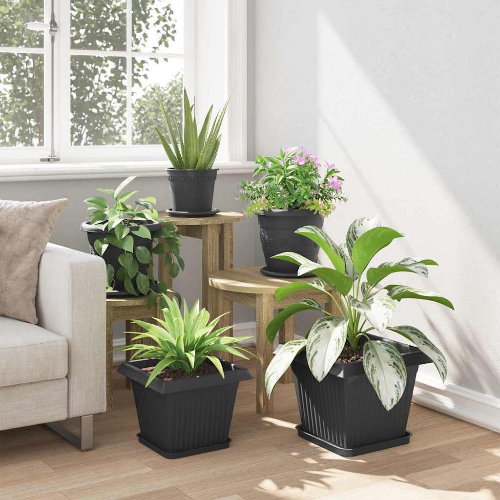Vierkante Bloemenschotel 6 pcs Zwart 21 x 21 x 2 cm Kunststof is nu te koop bij PeponiXL, paradijselijk wonen!