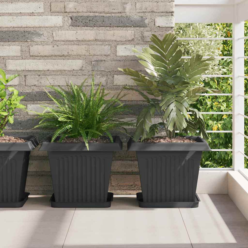Vierkante Bloemenschotel 6 pcs Zwart 25,5 x 25,5 x 2,5 cm is nu te koop bij PeponiXL, paradijselijk wonen!