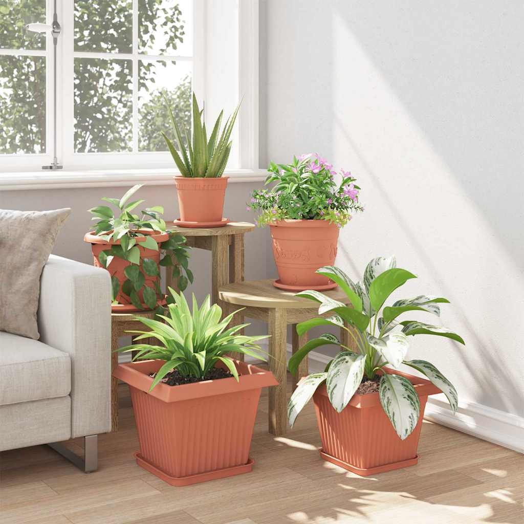 Vierkante Bloemenschotel 24 pcs Baksteenrood Kunststof is nu te koop bij PeponiXL, paradijselijk wonen!