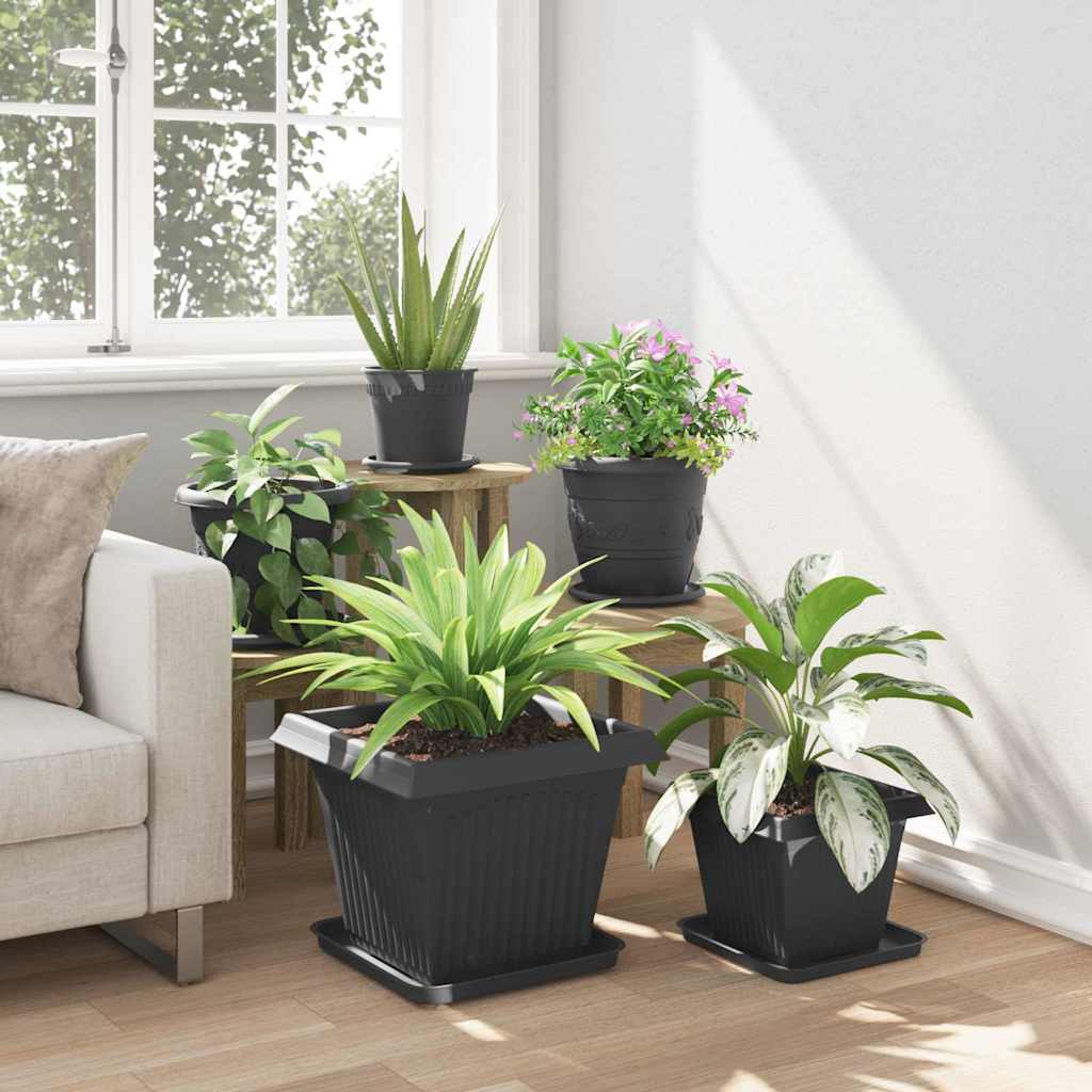 Vierkante Bloemenschotel 24 pcs Zwart 32 x 32 x 2,5 cm is nu te koop bij PeponiXL, paradijselijk wonen!