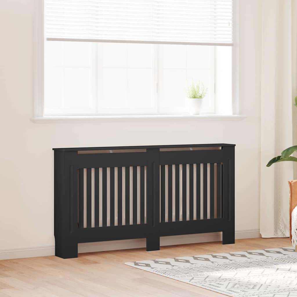 Radiatorafdekking 2 pcs Zwart 152 x 19 x 81,5 cm Bewerkt hout is nu te koop bij PeponiXL, paradijselijk wonen!