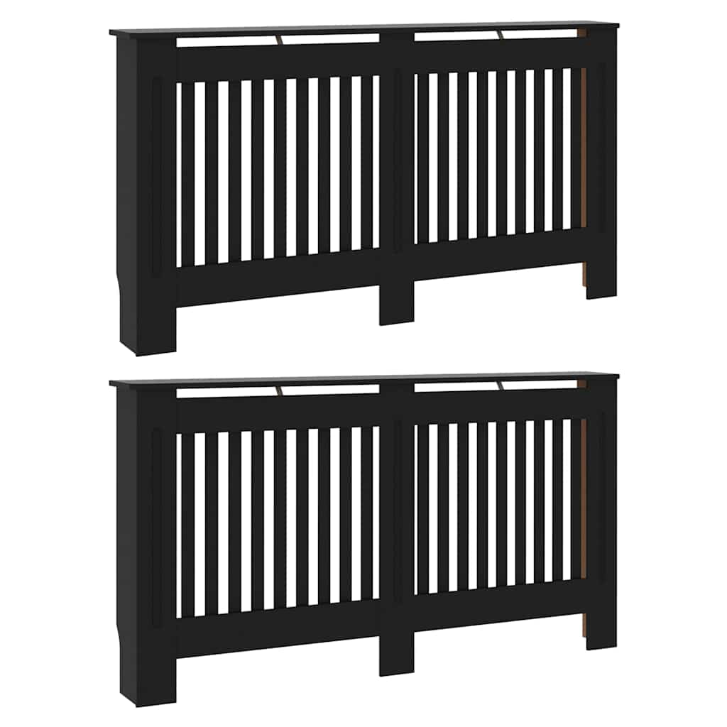 Radiatorafdekking 2 pcs Zwart 152 x 19 x 81,5 cm Bewerkt hout is nu te koop bij PeponiXL, paradijselijk wonen!