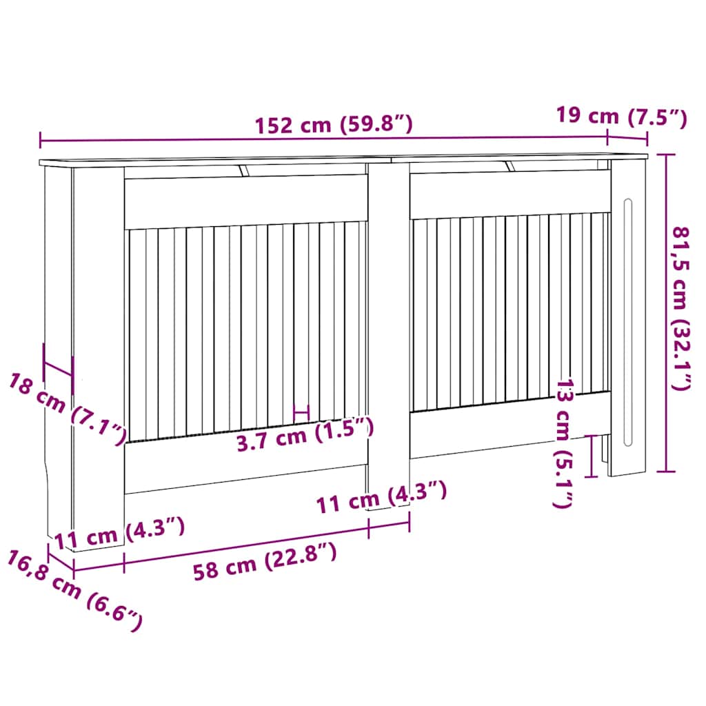 Radiatorafdekking 2 pcs Zwart 152 x 19 x 81,5 cm Bewerkt hout is nu te koop bij PeponiXL, paradijselijk wonen!
