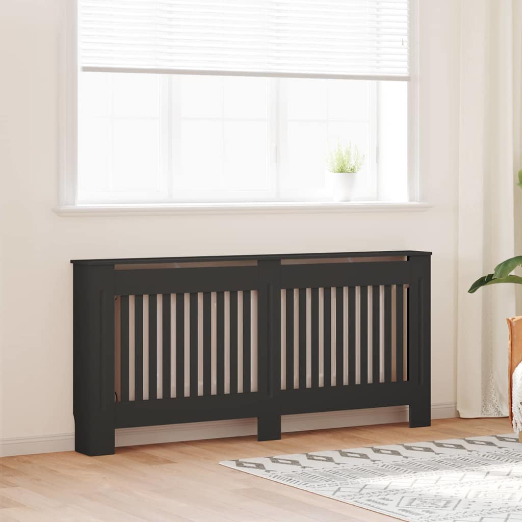Radiatorafdekking 2 pcs Zwart 172 x 19 x 81,5 cm Bewerkt hout is nu te koop bij PeponiXL, paradijselijk wonen!