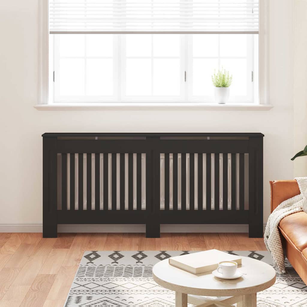 Radiatorafdekking 2 pcs Zwart 172 x 19 x 81,5 cm Bewerkt hout is nu te koop bij PeponiXL, paradijselijk wonen!