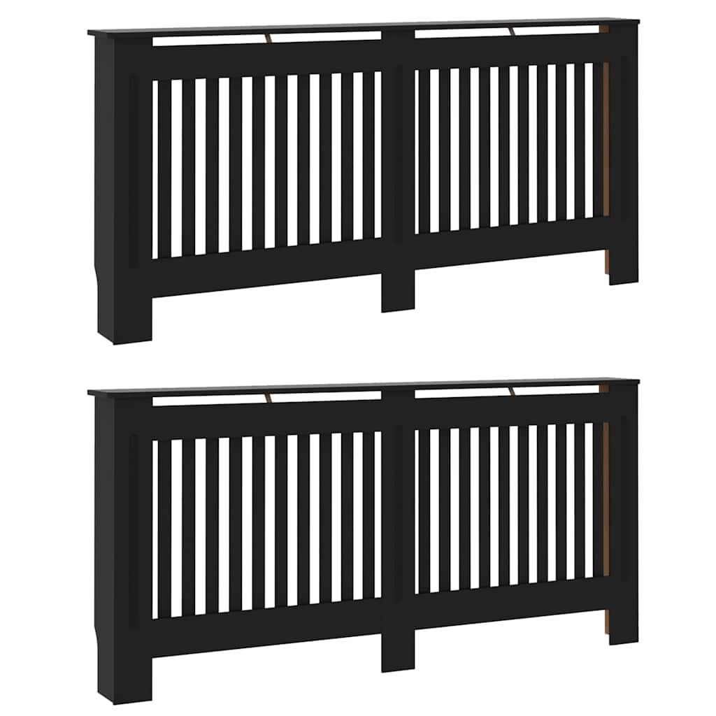 Radiatorafdekking 2 pcs Zwart 172 x 19 x 81,5 cm Bewerkt hout is nu te koop bij PeponiXL, paradijselijk wonen!