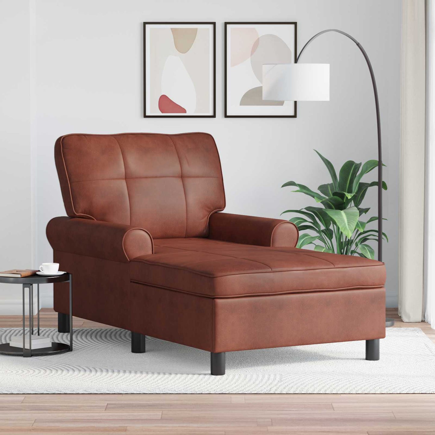 Chaise Lounge Glanzend Bruin 91 x 157 x 91 cm Nep Leer is nu te koop bij PeponiXL, paradijselijk wonen!