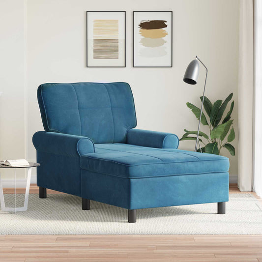 Chaise Lounge met kussen Blauw 91 x 157 x 91 cm Fluweel is nu te koop bij PeponiXL, paradijselijk wonen!