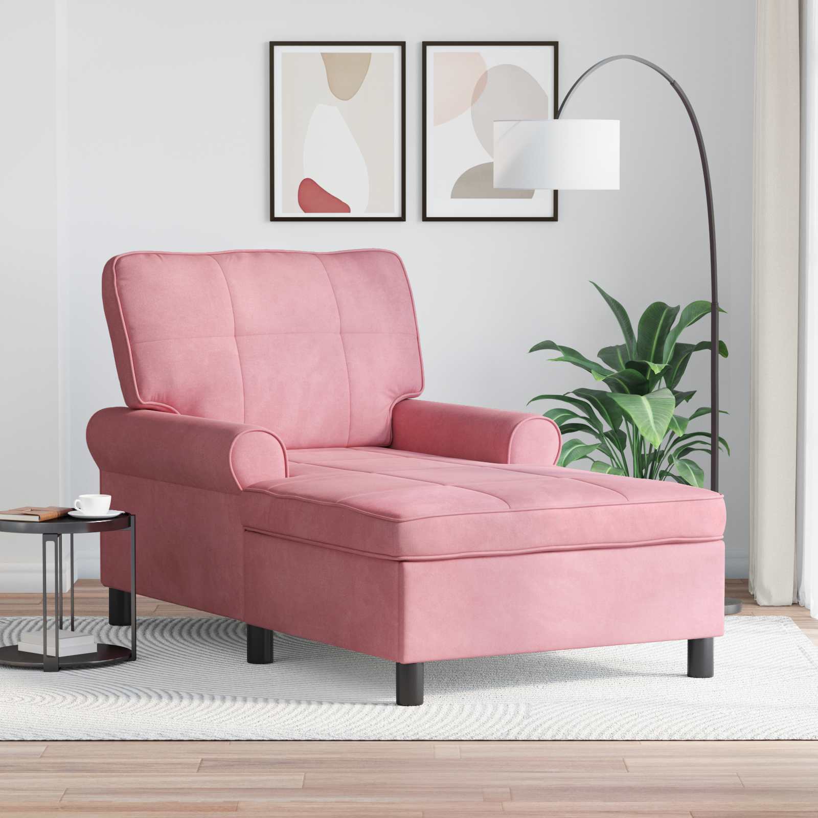 Chaise Lounge met kussen Roze 91 x 157 x 91 cm Fluweel is nu te koop bij PeponiXL, paradijselijk wonen!