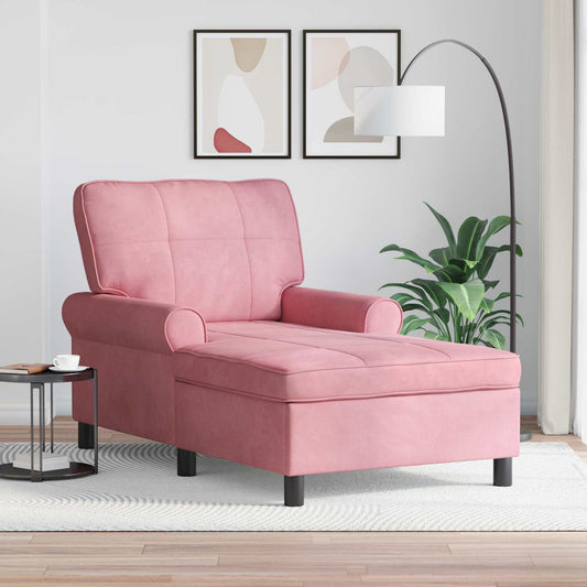 Chaise Lounge met kussen Roze 91 x 157 x 91 cm Fluweel is nu te koop bij PeponiXL, paradijselijk wonen!