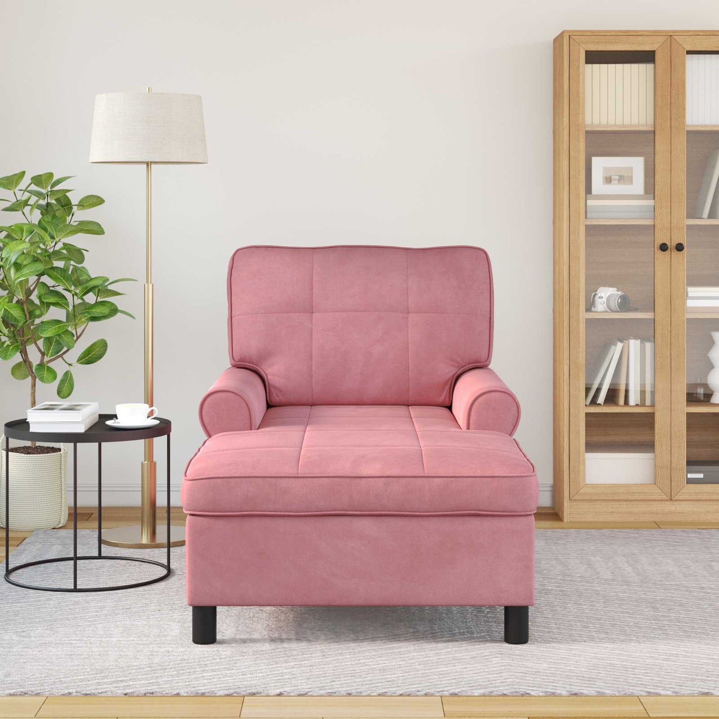 Chaise Lounge met kussen Roze 91 x 157 x 91 cm Fluweel is nu te koop bij PeponiXL, paradijselijk wonen!