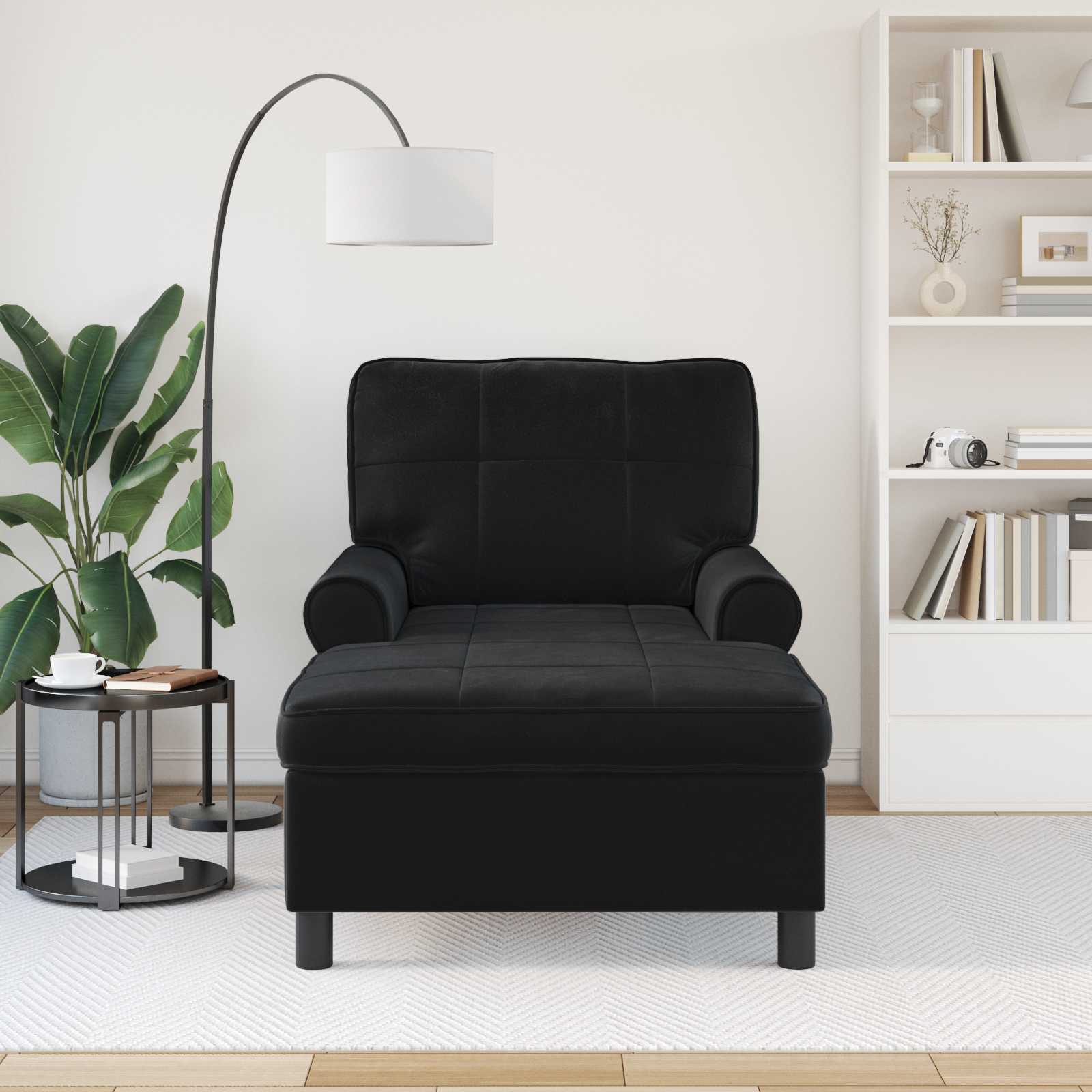 Chaise Lounge met kussen Zwart 91 x 157 x 91 cm Fluweel is nu te koop bij PeponiXL, paradijselijk wonen!