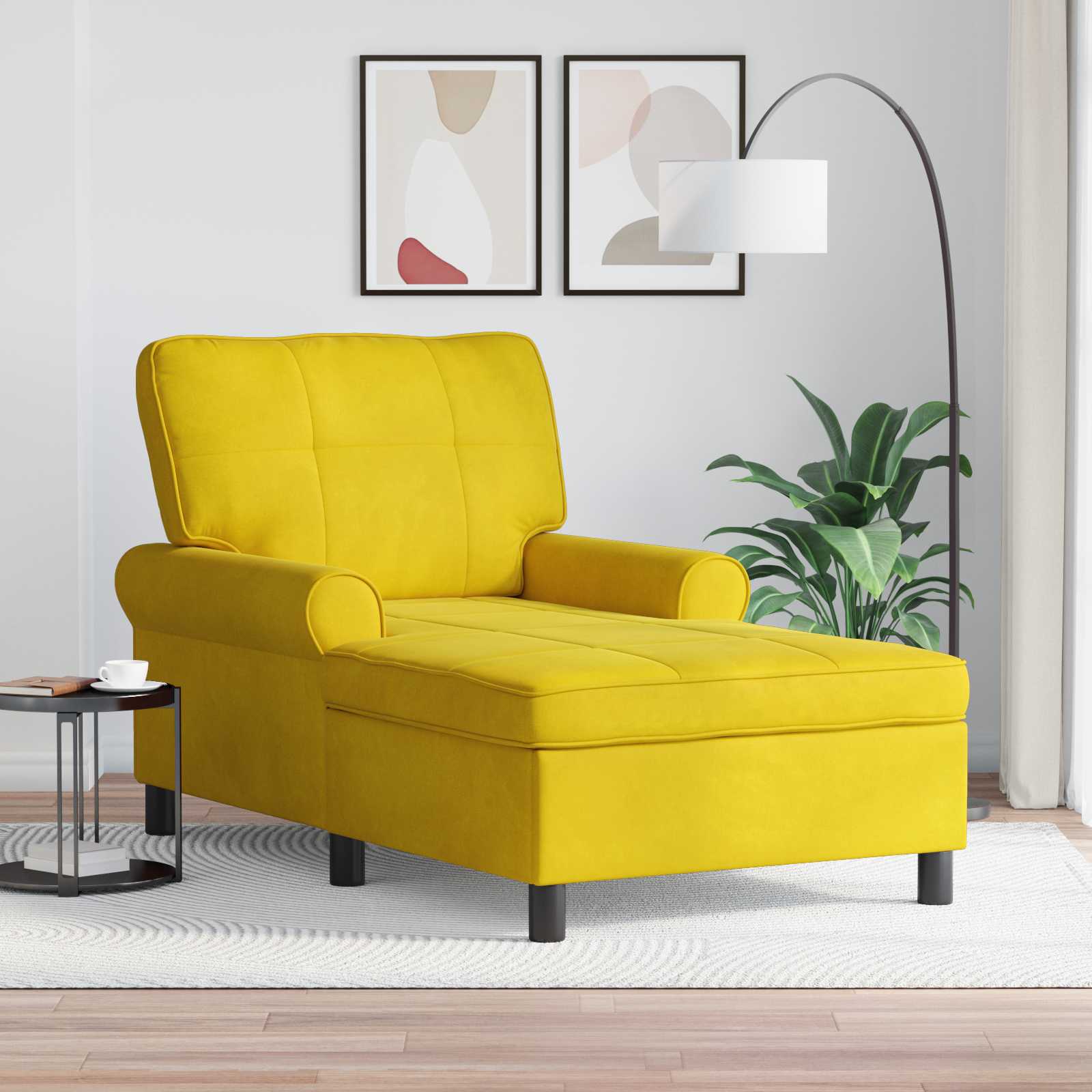 Chaise Lounge met kussen Geel 91 x 157 x 91 cm Fluweel is nu te koop bij PeponiXL, paradijselijk wonen!