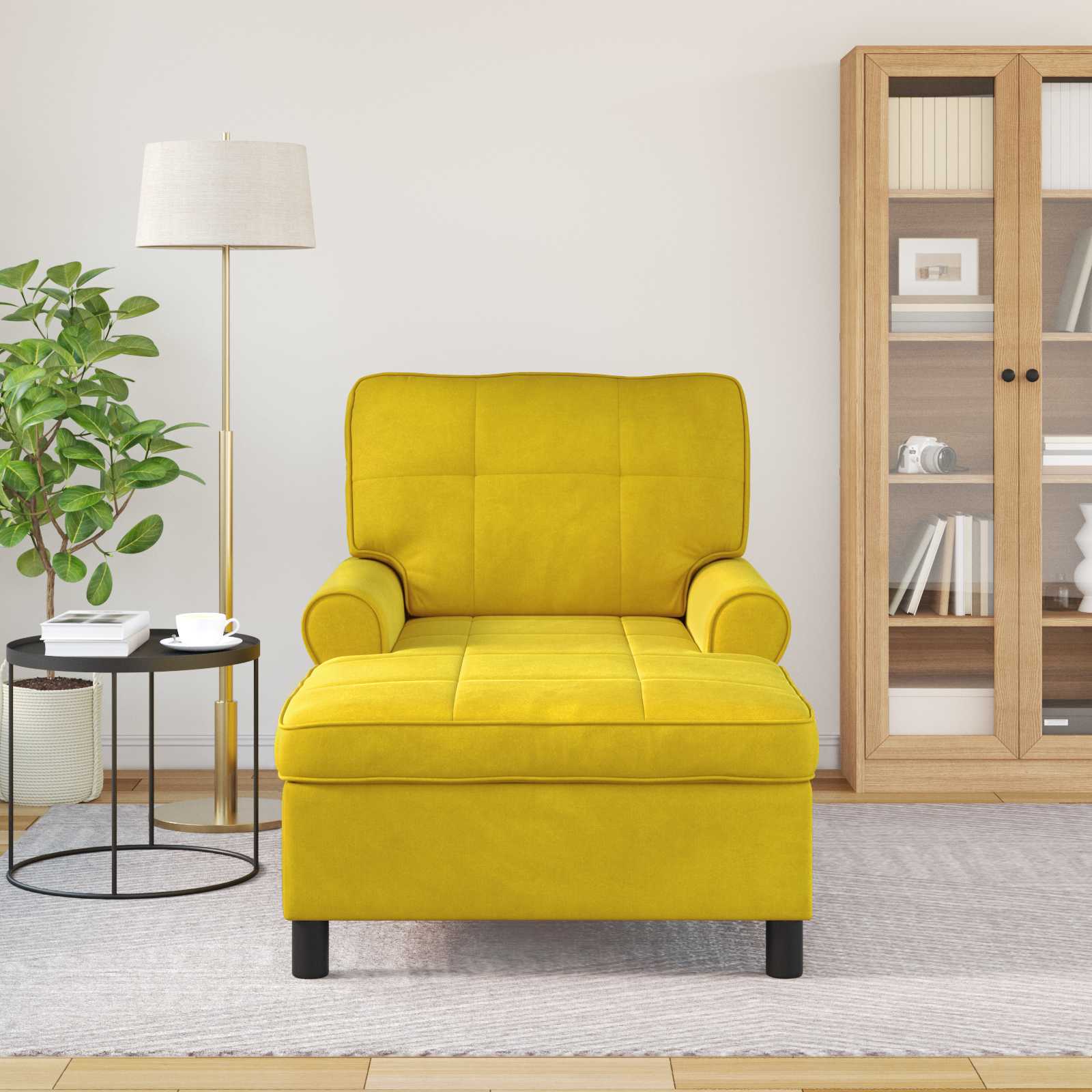 Chaise Lounge met kussen Geel 91 x 157 x 91 cm Fluweel is nu te koop bij PeponiXL, paradijselijk wonen!