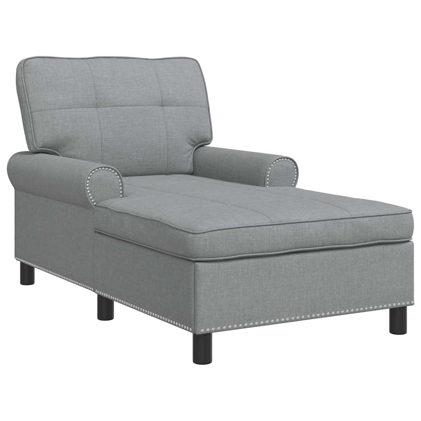 Chaise Lounge met kussen Lichtgrijs 91 x 157 x 91 cm Stof is nu te koop bij PeponiXL, paradijselijk wonen!