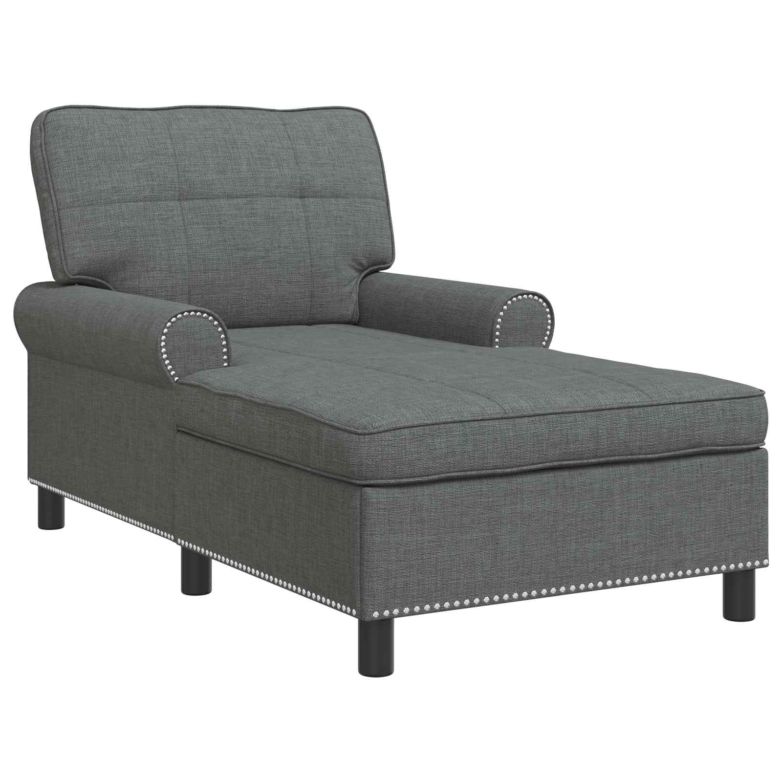 Chaise Lounge met kussen Donkergrijs 91 x 157 x 91 cm Stof is nu te koop bij PeponiXL, paradijselijk wonen!
