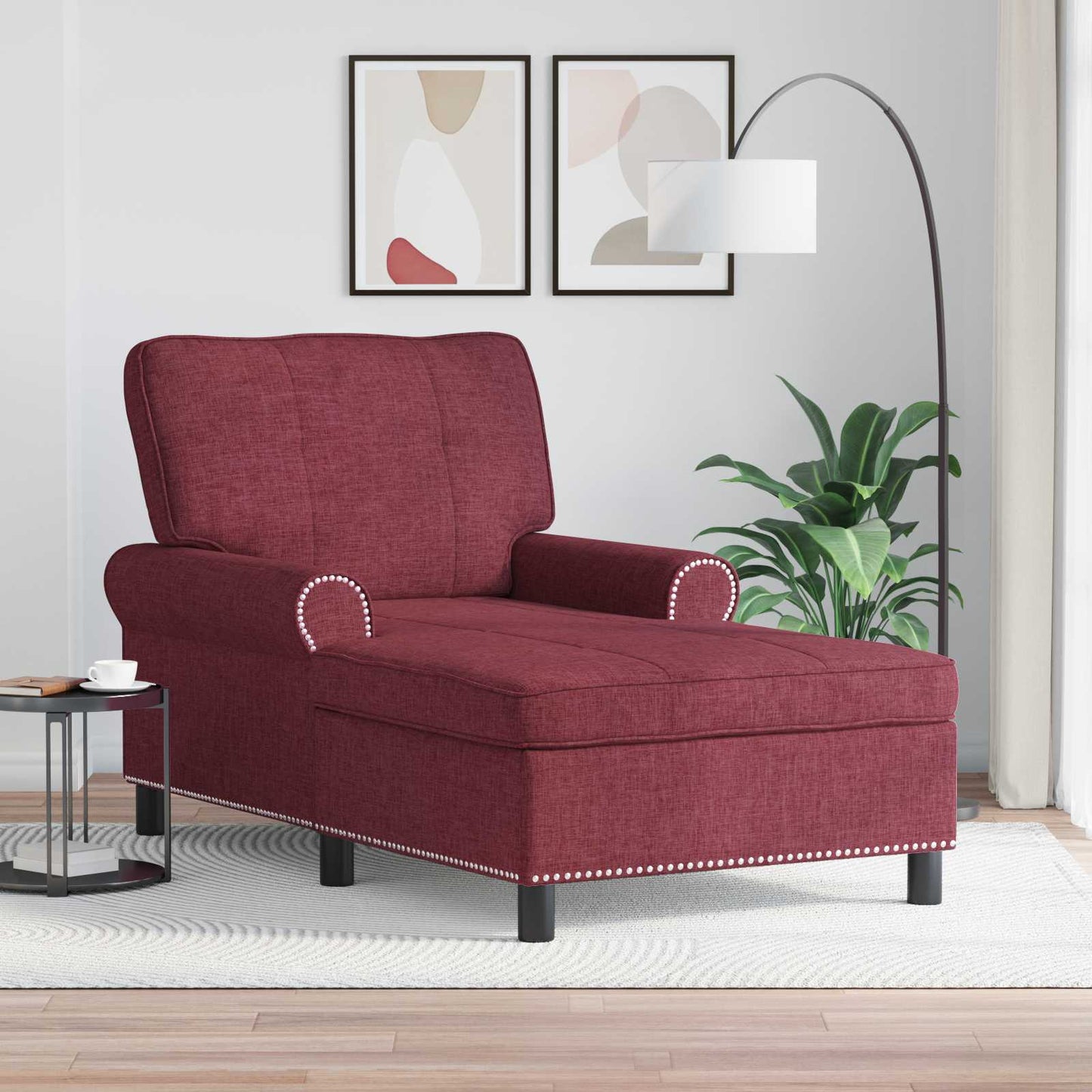 Chaise Lounge met kussen Wijnrood 91 x 157 x 91 cm Stof is nu te koop bij PeponiXL, paradijselijk wonen!