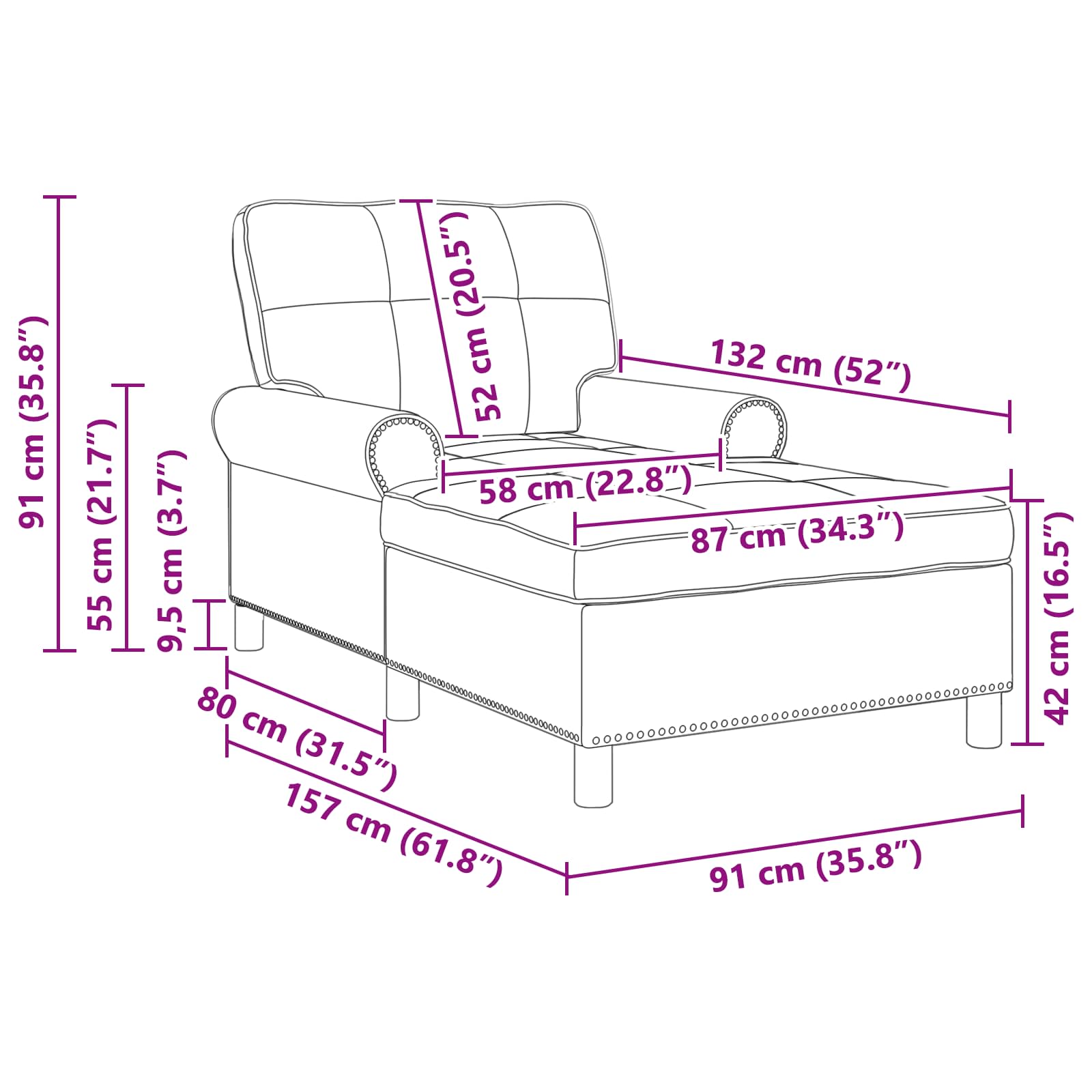 Chaise Lounge met kussen Wijnrood 91 x 157 x 91 cm Stof is nu te koop bij PeponiXL, paradijselijk wonen!