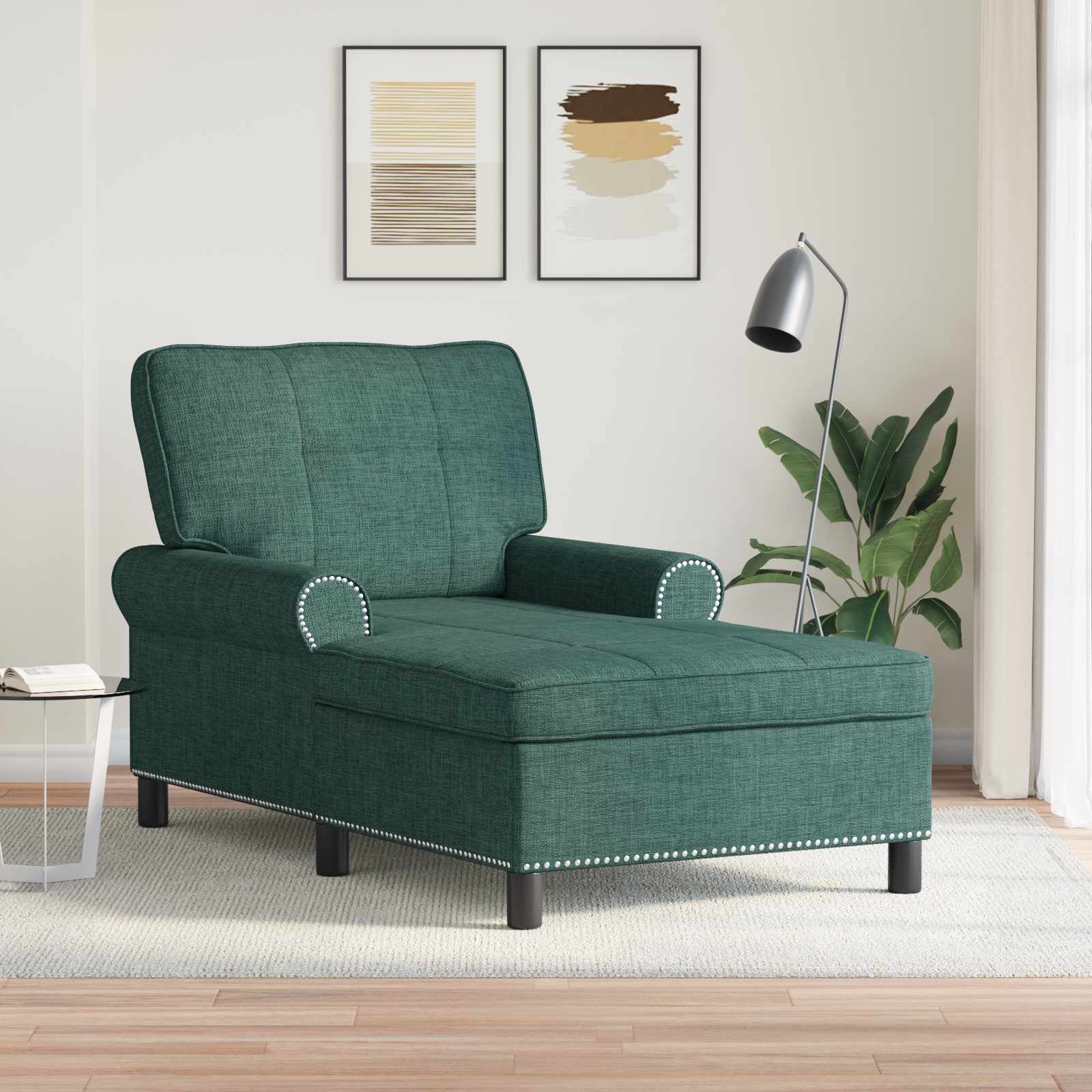 Chaise Lounge met kussen Donkergroen 91 x 157 x 91 cm Stof is nu te koop bij PeponiXL, paradijselijk wonen!