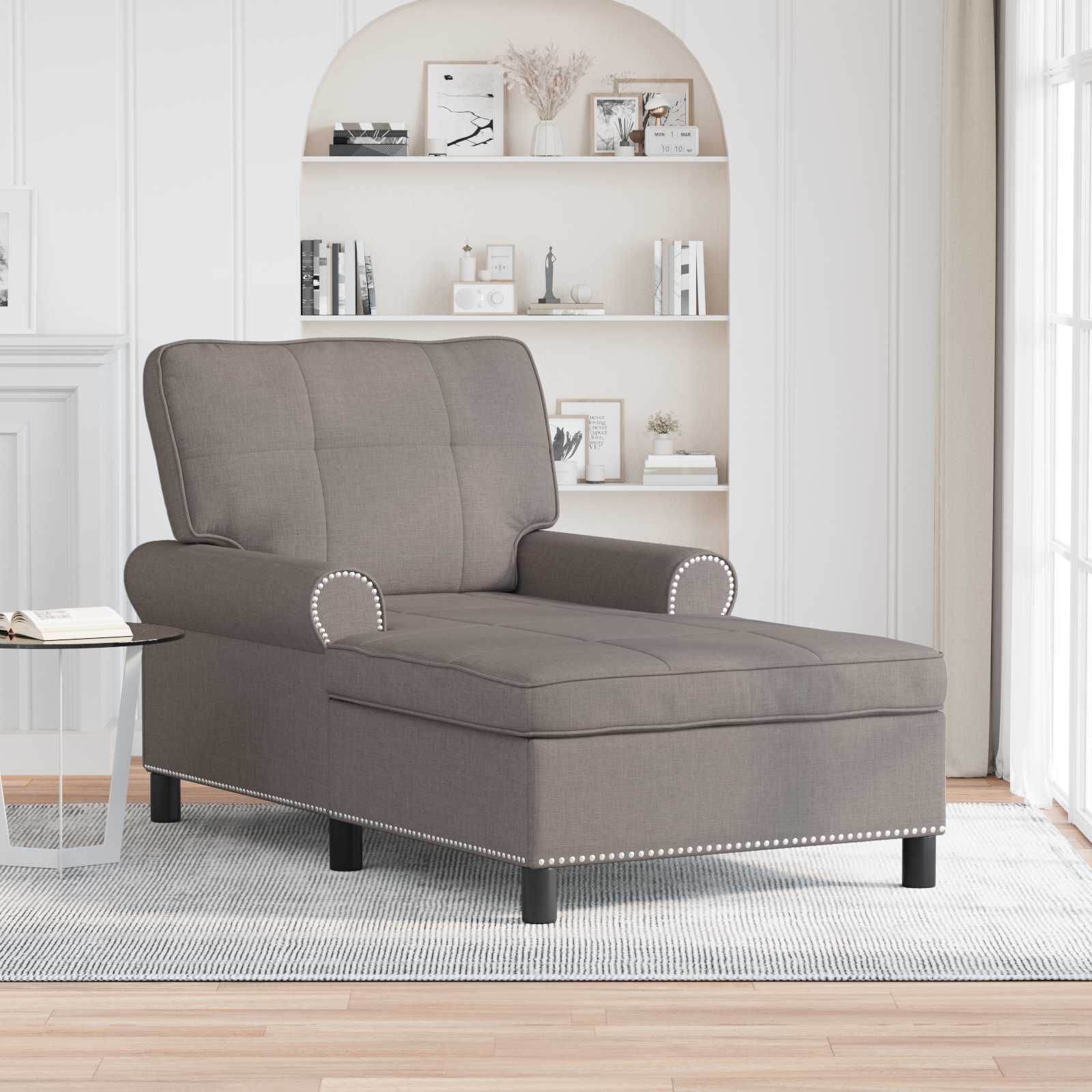 Chaise Lounge met kussen Taupe 91 x 157 x 91 cm Stof is nu te koop bij PeponiXL, paradijselijk wonen!