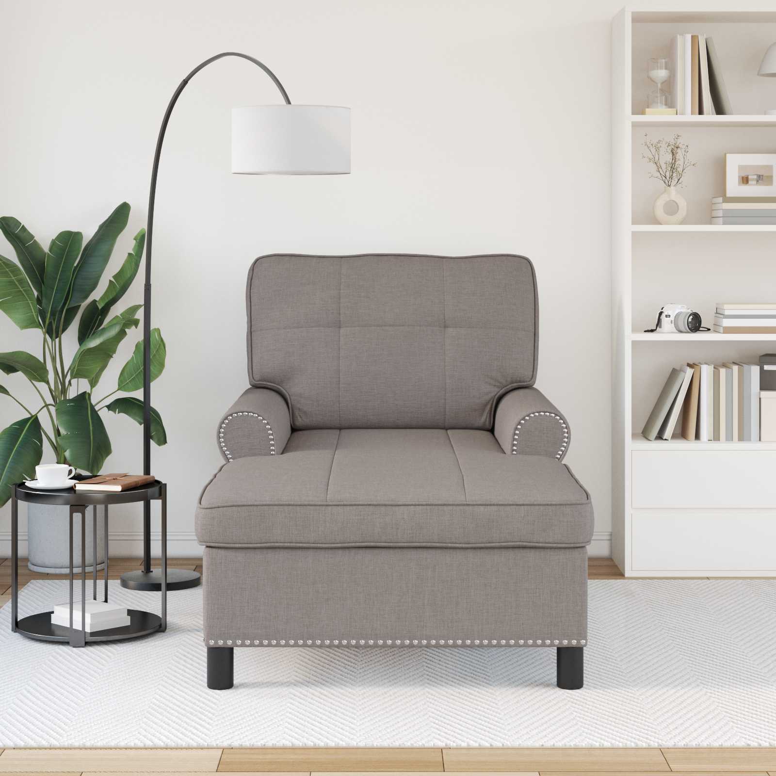 Chaise Lounge met kussen Taupe 91 x 157 x 91 cm Stof is nu te koop bij PeponiXL, paradijselijk wonen!