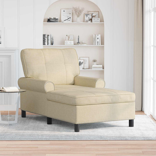 Chaise Lounge met kussen Crème 91 x 157 x 91 cm Stof is nu te koop bij PeponiXL, paradijselijk wonen!