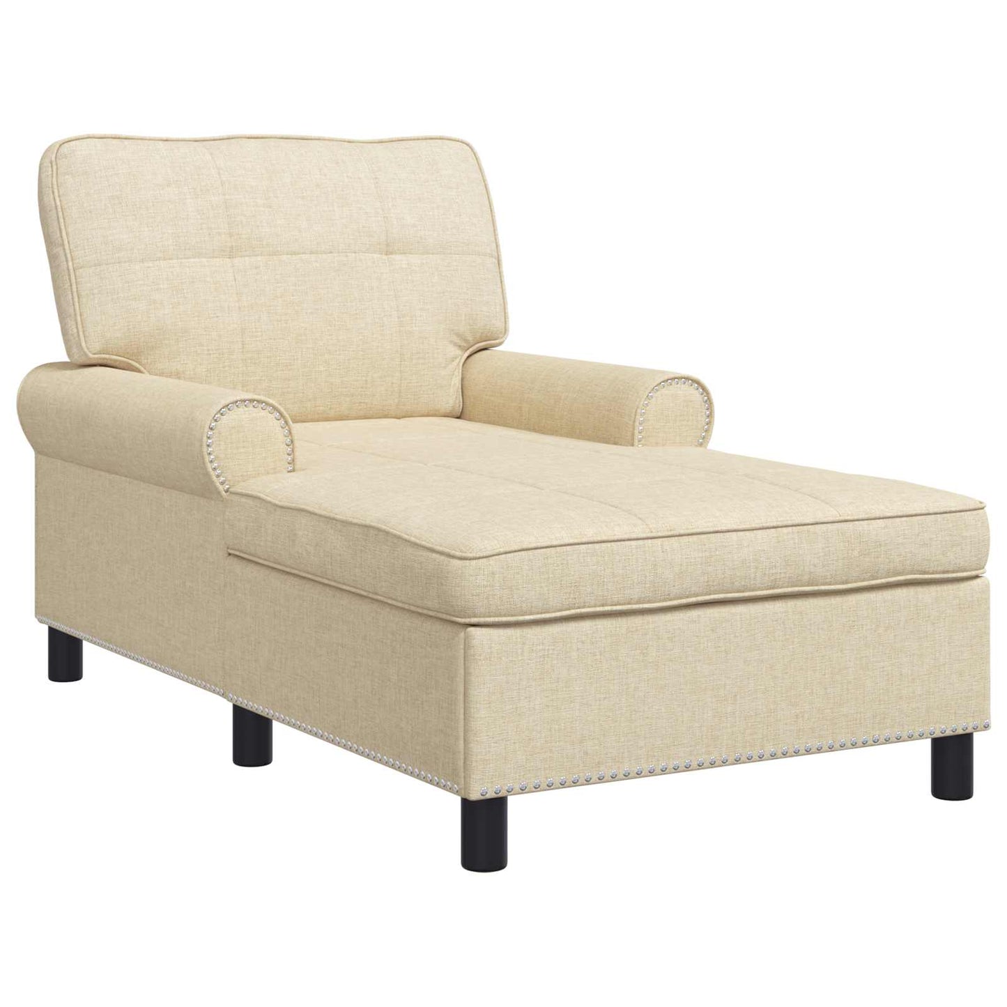 Chaise Lounge met kussen Crème 91 x 157 x 91 cm Stof is nu te koop bij PeponiXL, paradijselijk wonen!