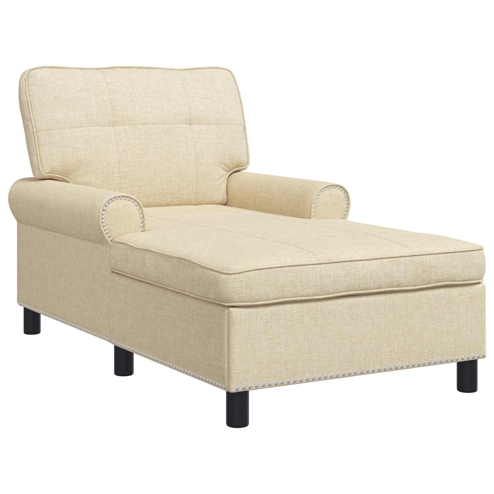 Chaise Lounge met kussen Crème 91 x 157 x 91 cm Stof is nu te koop bij PeponiXL, paradijselijk wonen!