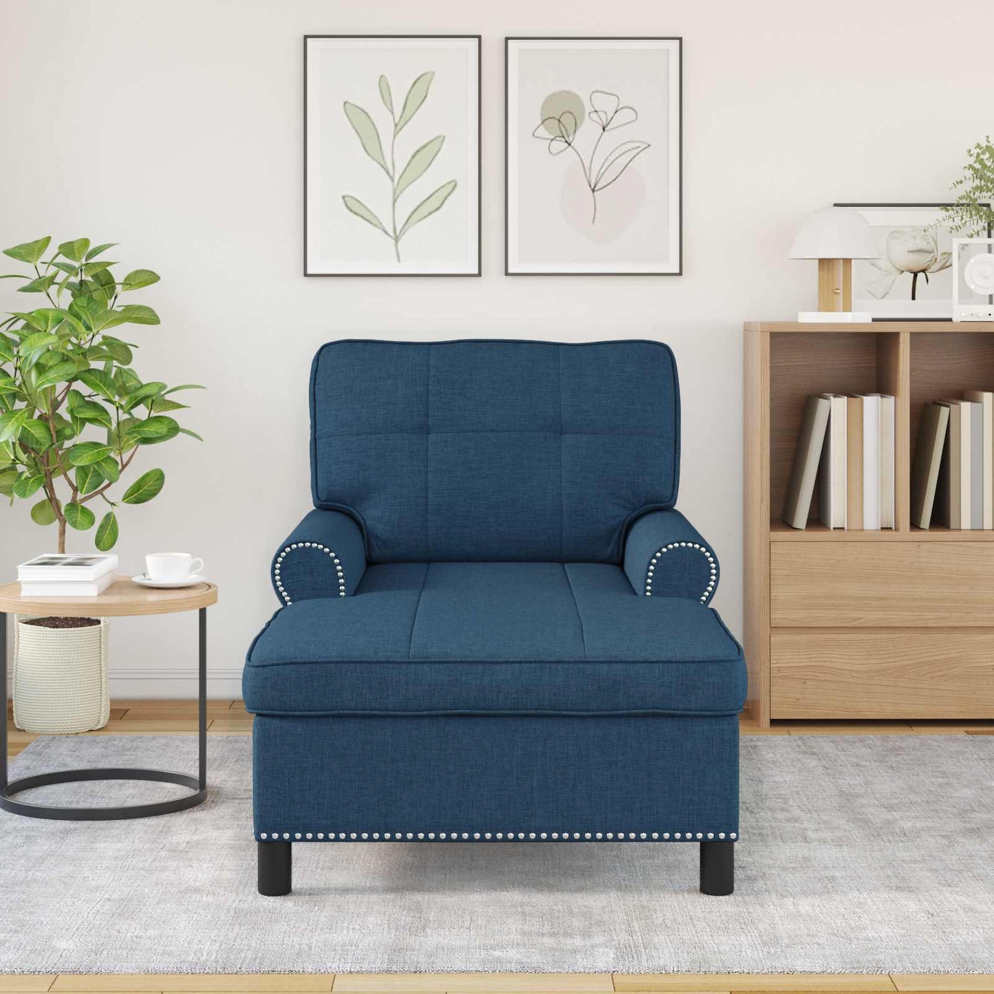 Chaise Lounge met kussen Blauw 91 x 157 x 91 cm Stof is nu te koop bij PeponiXL, paradijselijk wonen!