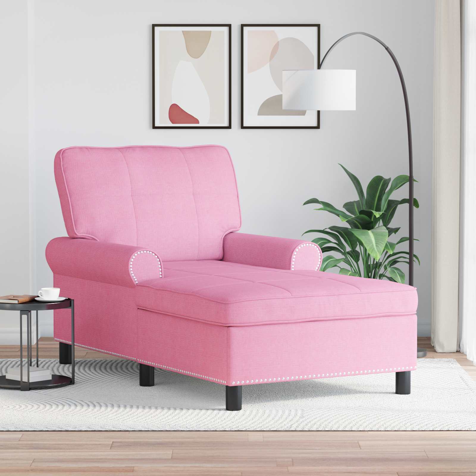 Chaise Lounge met kussen Roze 91 x 157 x 91 cm Stof is nu te koop bij PeponiXL, paradijselijk wonen!
