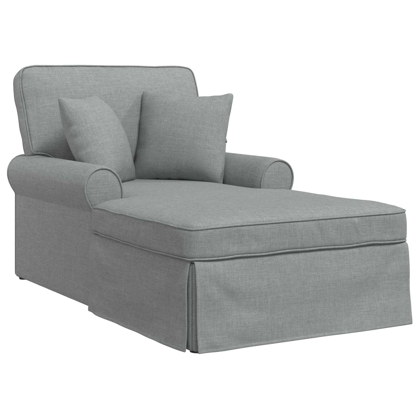 Chaise Lounge met Rok met kussen 3 pcs Lichtgrijs Stof is nu te koop bij PeponiXL, paradijselijk wonen!