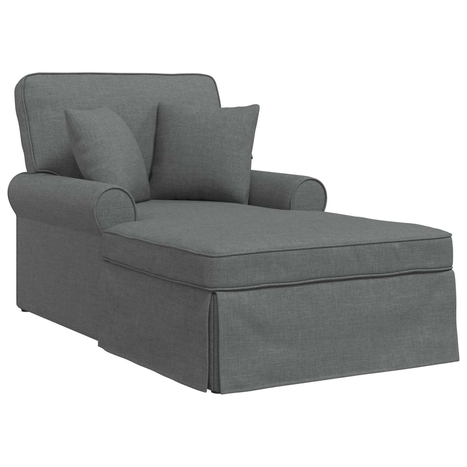 Chaise Lounge met Rok met kussen 3 pcs Donkergrijs Stof is nu te koop bij PeponiXL, paradijselijk wonen!