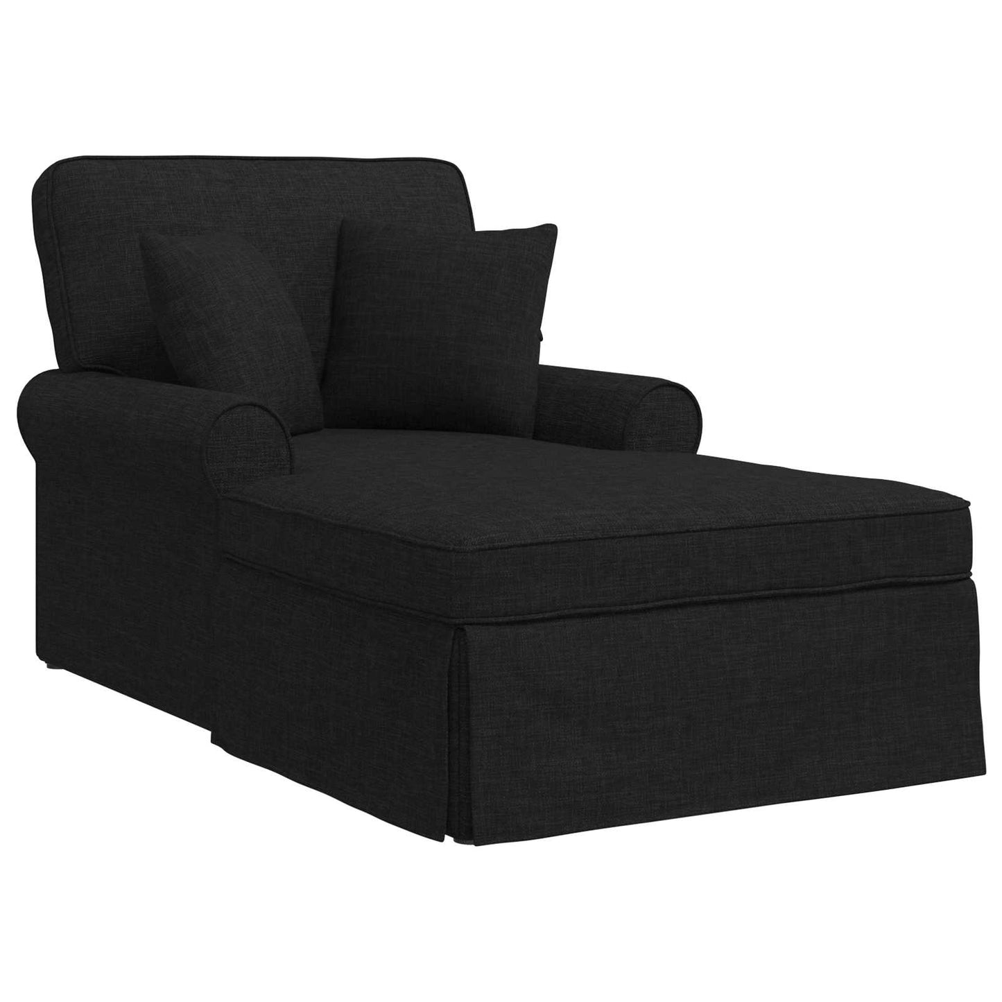 Chaise Lounge met Rok met kussen met kussen 3 pcs Zwart Stof is nu te koop bij PeponiXL, paradijselijk wonen!