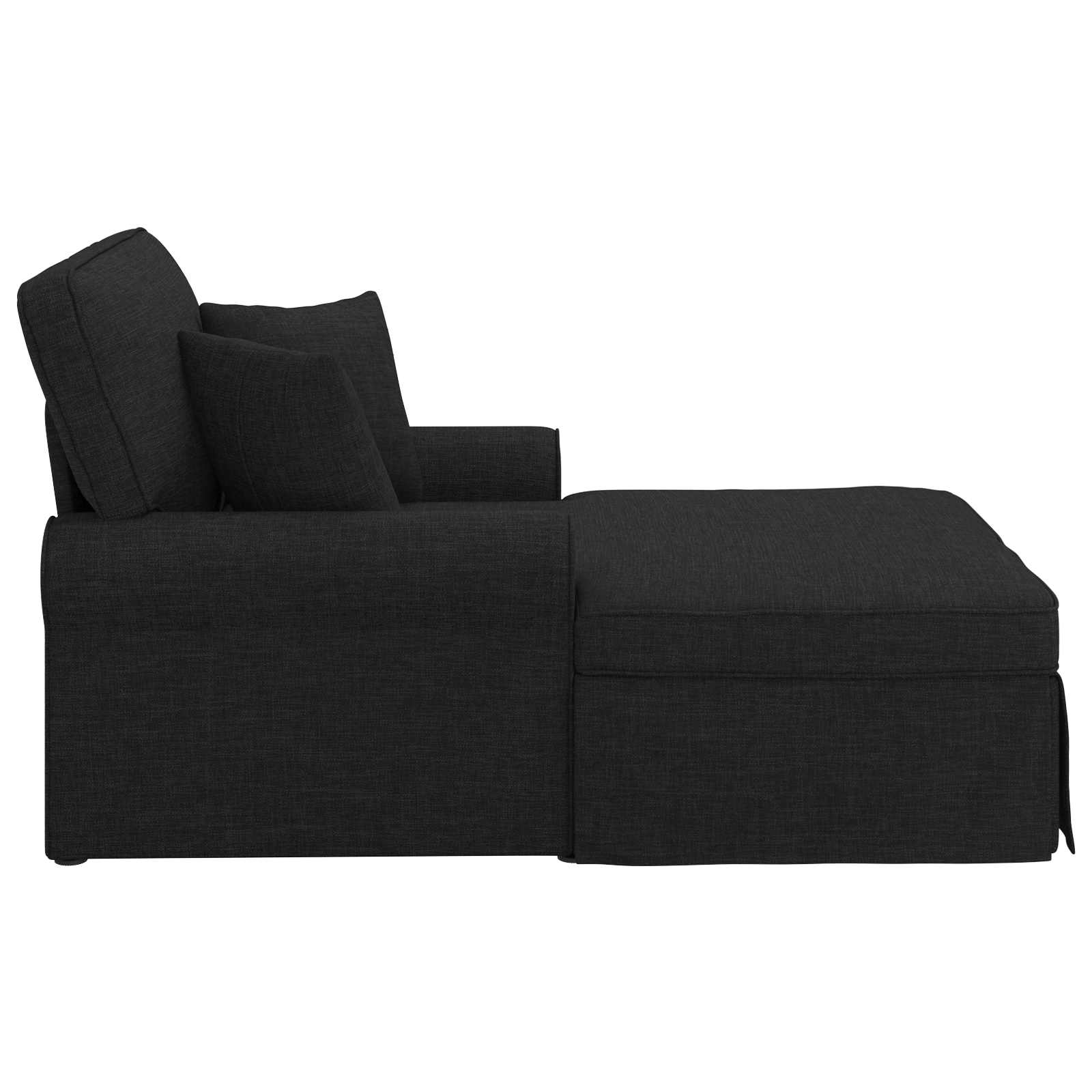 Chaise Lounge met Rok met kussen met kussen 3 pcs Zwart Stof is nu te koop bij PeponiXL, paradijselijk wonen!