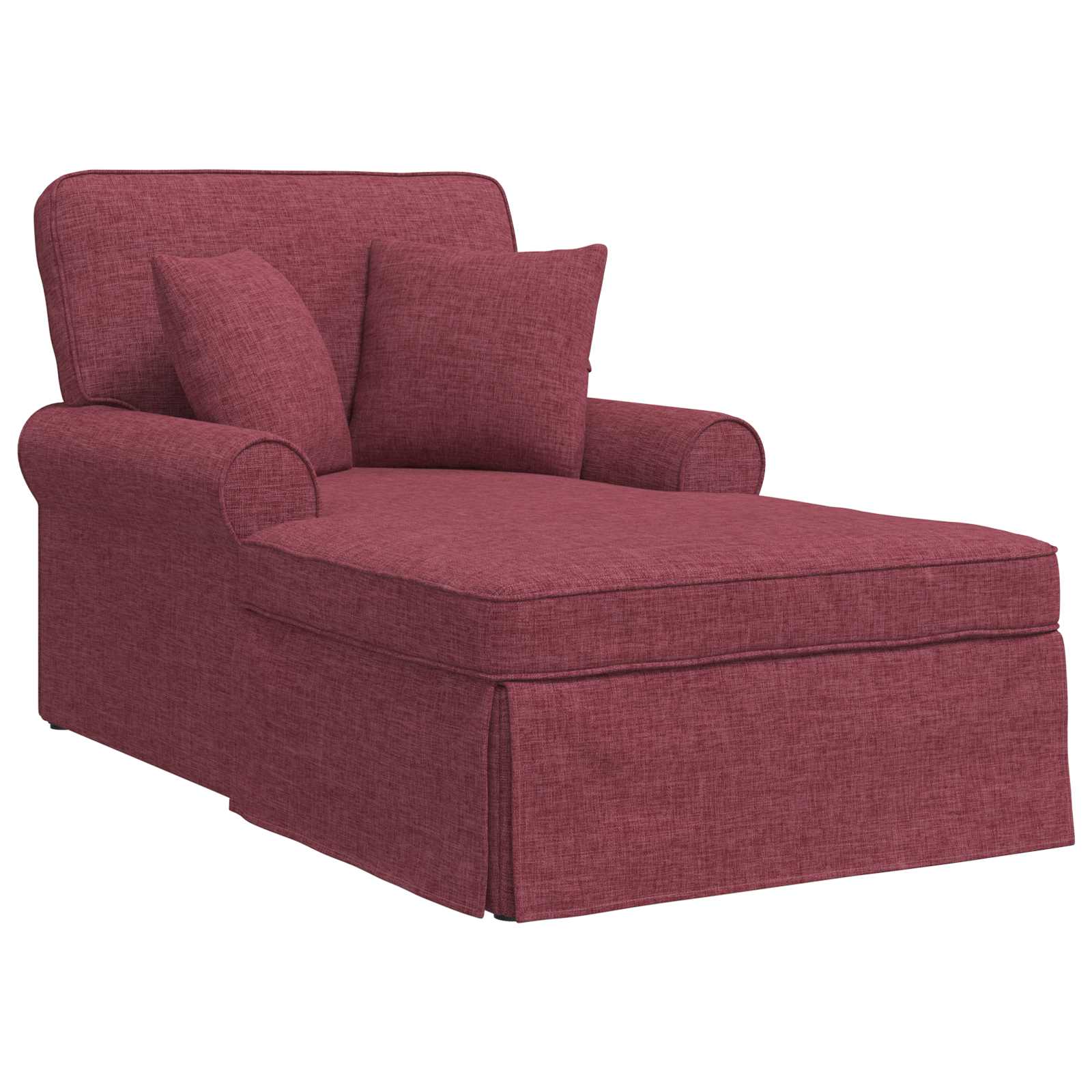 Chaise Lounge met Rok met kussen met kussen 3 pcs Wijnrood Stof is nu te koop bij PeponiXL, paradijselijk wonen!