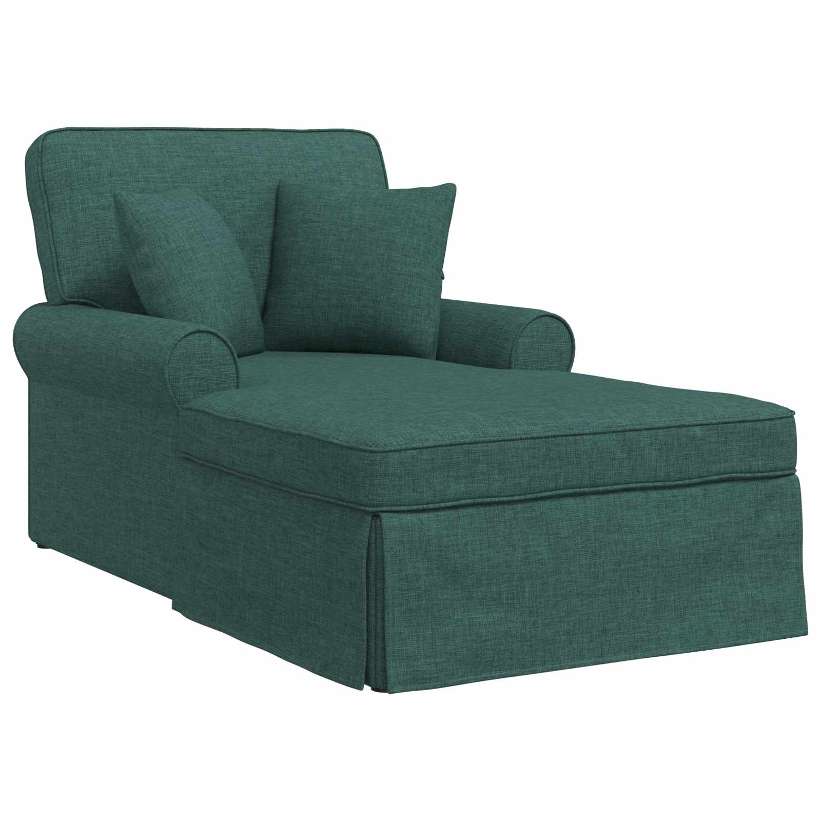Chaise Lounge met Rok met kussen 3 pcs Donkergroen Stof is nu te koop bij PeponiXL, paradijselijk wonen!