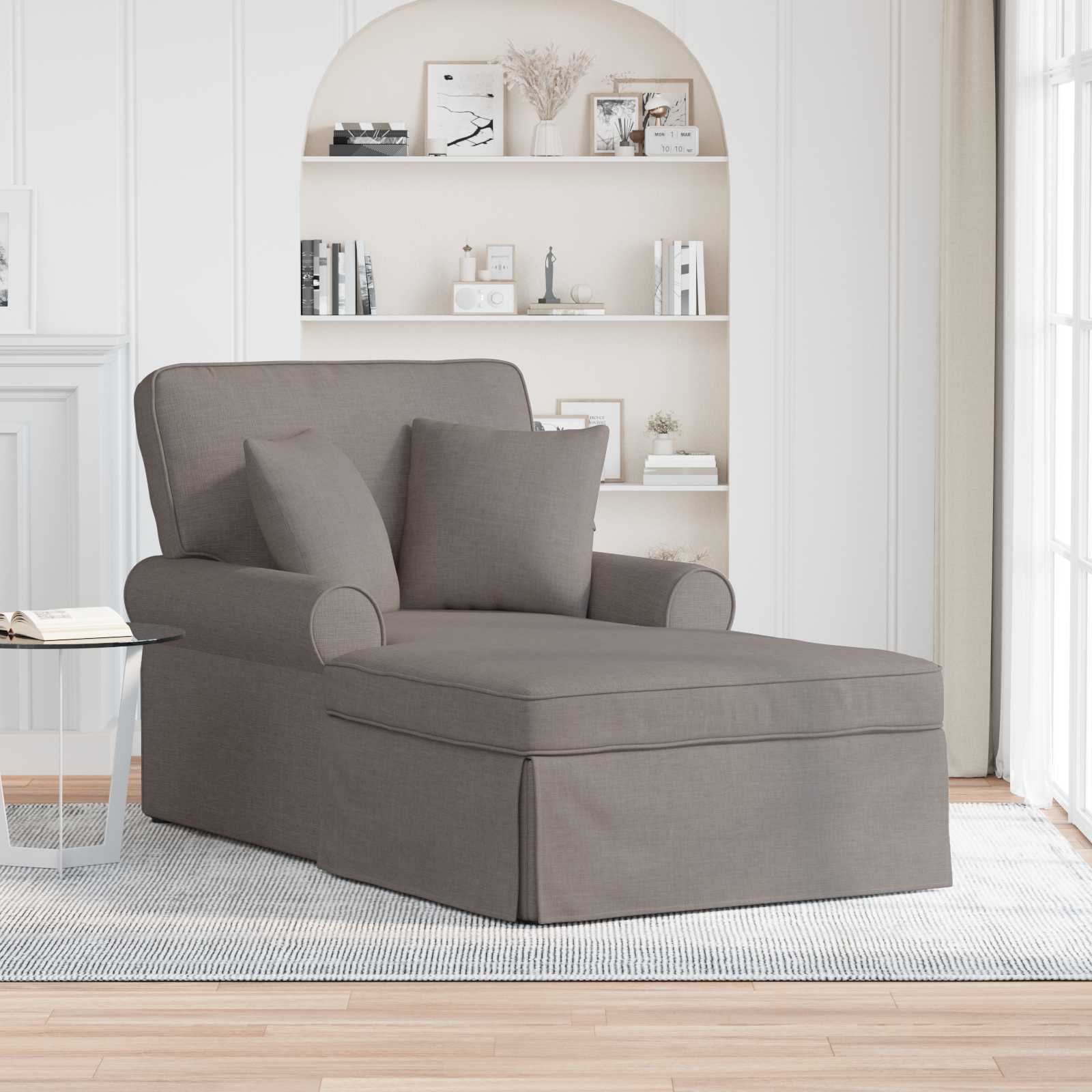 Chaise Lounge met Rok met kussen met kussen 3 pcs Taupe Stof is nu te koop bij PeponiXL, paradijselijk wonen!