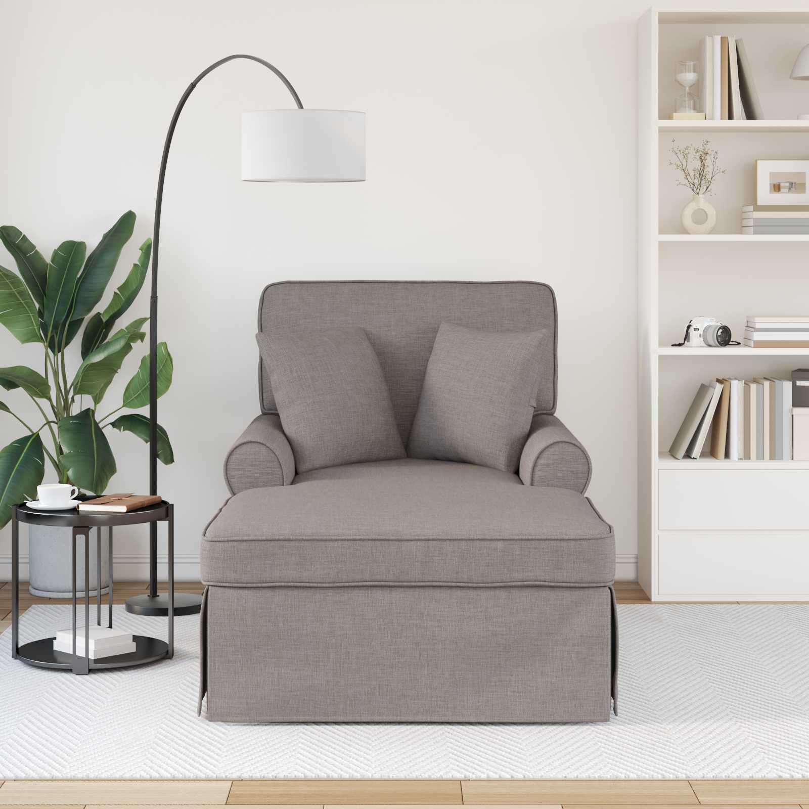 Chaise Lounge met Rok met kussen met kussen 3 pcs Taupe Stof is nu te koop bij PeponiXL, paradijselijk wonen!