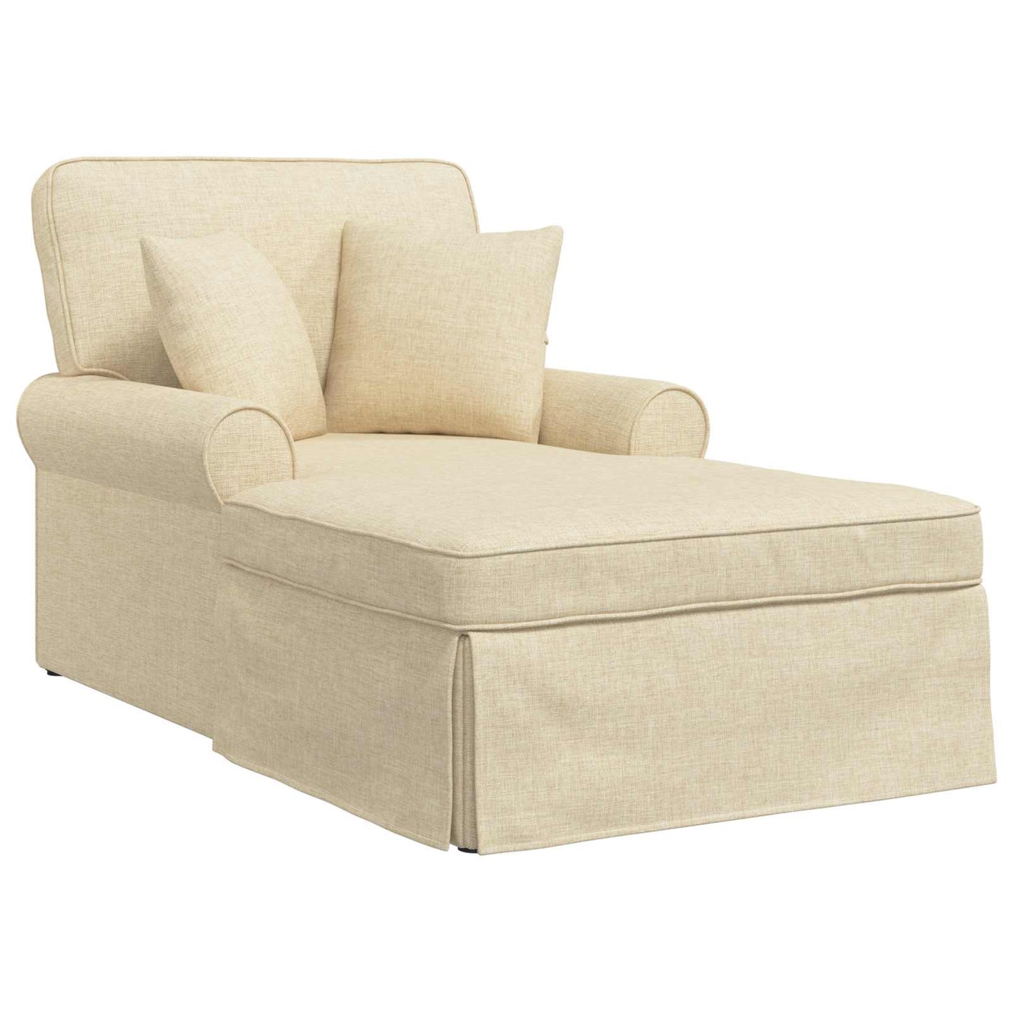 Chaise Lounge met Rok met kussen met kussen 3 pcs Crème Stof is nu te koop bij PeponiXL, paradijselijk wonen!