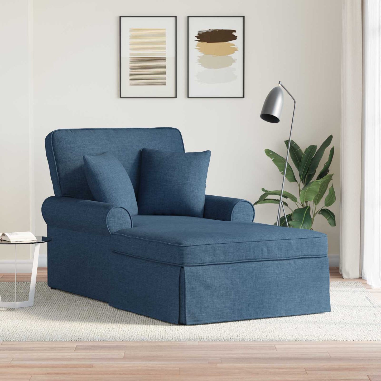 Chaise Lounge met Rok met kussen met kussen 3 pcs Blauw Stof is nu te koop bij PeponiXL, paradijselijk wonen!
